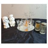 Salt & peppers and miniature glasses