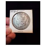 1878 P Morgan silver dollar
