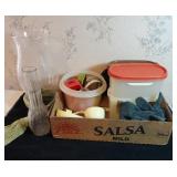 Tupperware vase and misc