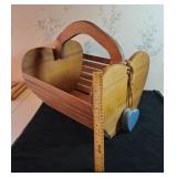 Wood heart shaped basket