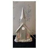 Beautiful white ceramic light up church approx 16