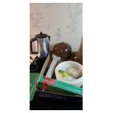 Coffee pot, Wedgewood ashtray and misc