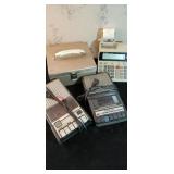 Cassette recorders, metal box & adding machine