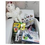 Box of various toys and misc