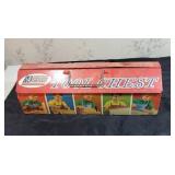 Vintage toy tool chest and contents