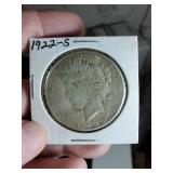 1922 S Peace silver dollar