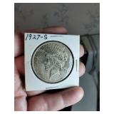 1927 S Peace silver dollar