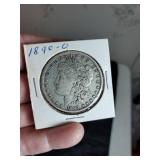 1890 O Morgan silver dollar