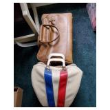 Pretty red white and blue swirl bowling ball and