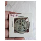 1918 D Liberty Walking half dollar