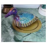 Multicolored ceramic duck