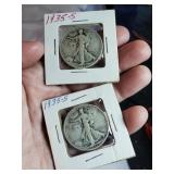 Pair of 1935 S Liberty walking half dollar