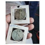 Pair of 1937 Liberty walking half dollar