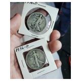 Pair of 1936 D Liberty walking half dollar