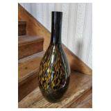 Stunning brown & gold heavy glass vase approx 21