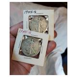 Pair of 1945 S Walking Liberty half dollar