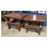 Pair of Chunky wood side table approx 23 inches