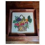 Handmade cross stitch tray approx size is 12