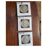 Group of 3 1952 Franklin half dollars