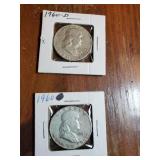 Pair of 1960 Franklin half dollars