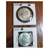 Pair of 1964 Kennedy half dollars