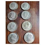 Kennedy half dollars 1968 group of 8