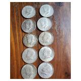 Group of 10 1967 Kennedy half dollars