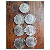 1970 Kennedy half dollars and 6 1971 Kennedy half