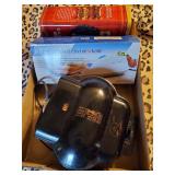 George Foreman grill, electric knife & tin