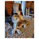 Vintage stuffed dog and a tiger
