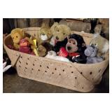 Big old basket full of stuffed animals