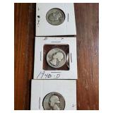 Pair of 1940 D and a 1940 Washington head