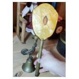 Vintage hand mirror & rooster bell/ candle holder