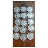 Group of 15 Mercury head dimes