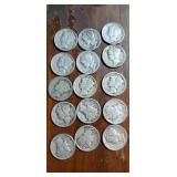 Group of various year Mercury head dimes 15 dimes