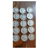Group of various year Mercury head dimes 15 dimes