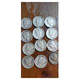 Group of various year Mercury head dimes 12 dimes
