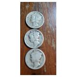 Group of various year Mercury head dimes