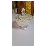 Colorless pattern glass candy dish approx 8