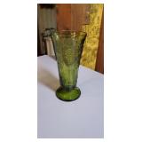 Grape & leaf pattern vase in green approx 12