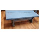 Pair of good benches covered in blue fabric