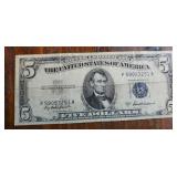 1953 A Silver certificate 5 dollar bill
