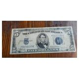 1934 C series Silver certificate 5 dollar bill
