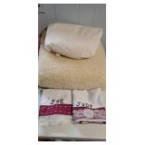 Fluffy off white rug & chair cover & pillow cases