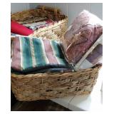 Twin size sheets in a nice wicker basket