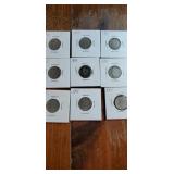 Group of 9 1911 V nickels