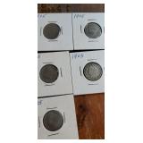 Group of 5 1905 V nickels