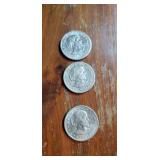 1979 D Group of 3 Susan B Anthony silver dollars
