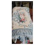 Pink & blue floral bed spread approx full size