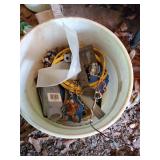 Bucket of misc electrical supplies and wire